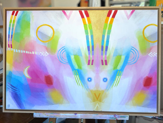 Abstract: LOVE with GOLD, 90×60cm, Oak Frame