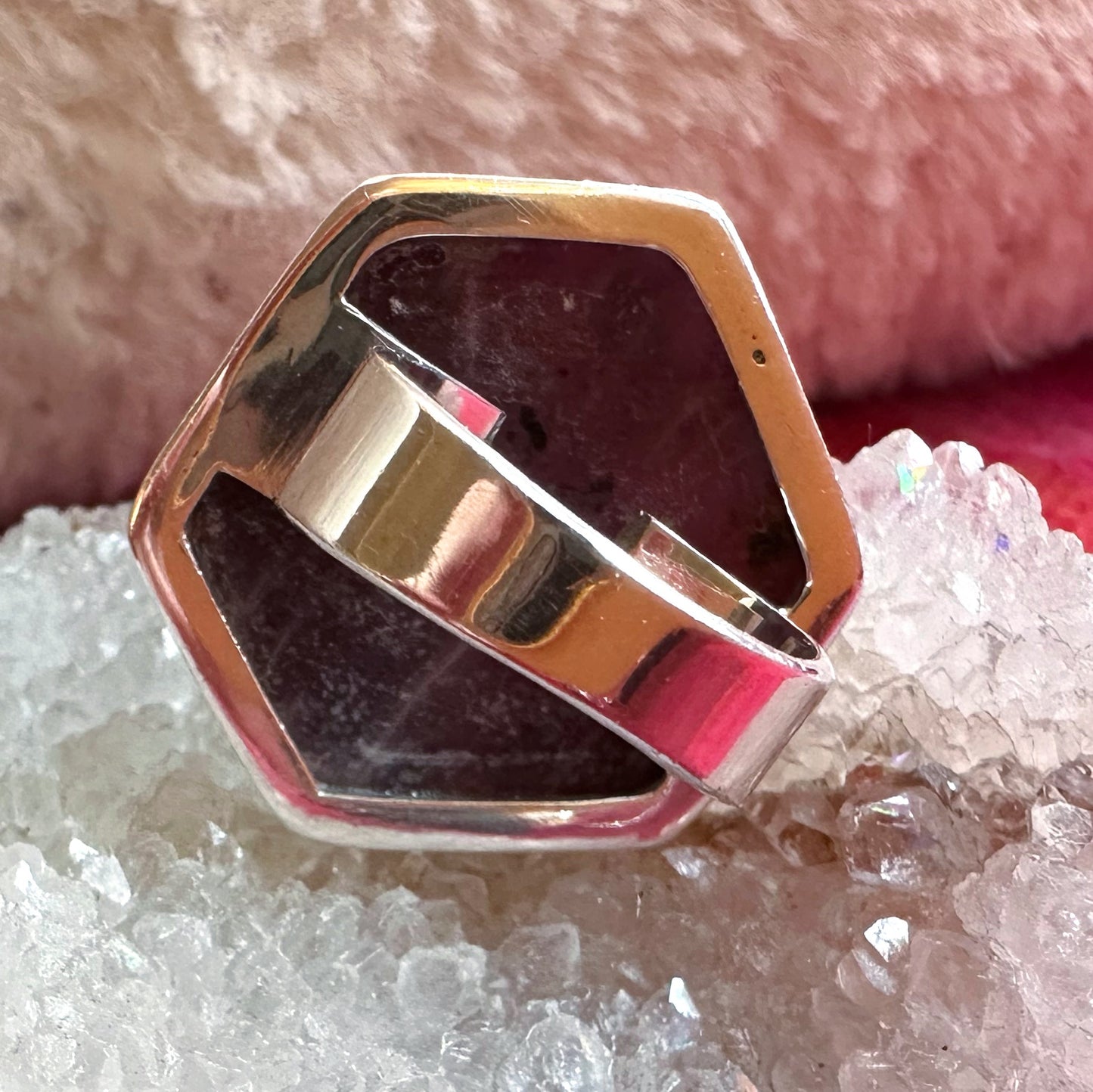 Treasure: Pre-loved Raw Ruby Silver Ring ~ Size Q (8.5)