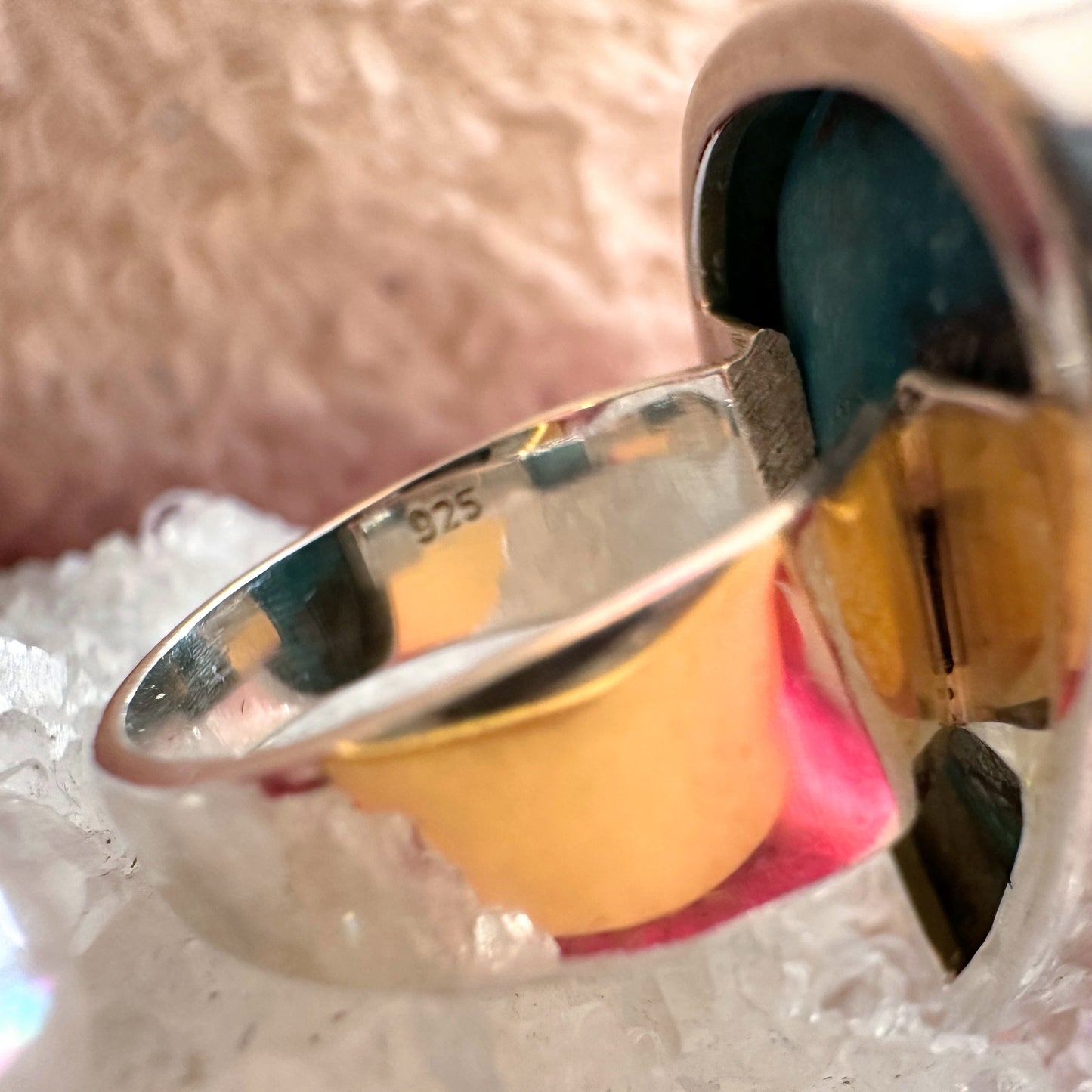 Treasure: Pre-loved Turquoise & Pyrite Silver Ring ~ size Q (8.5)