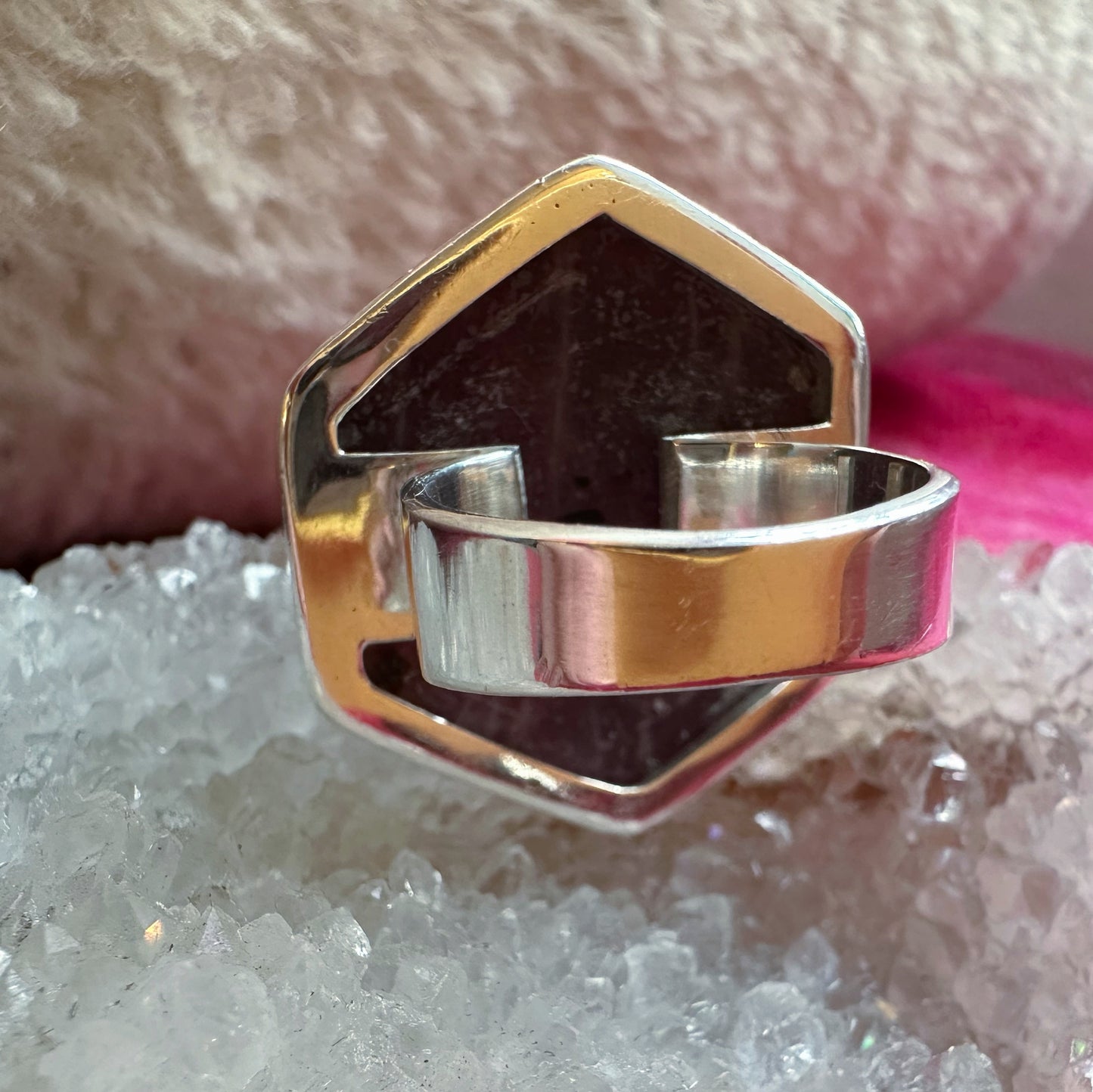 Treasure: Pre-loved Raw Ruby Silver Ring ~ Size Q (8.5)