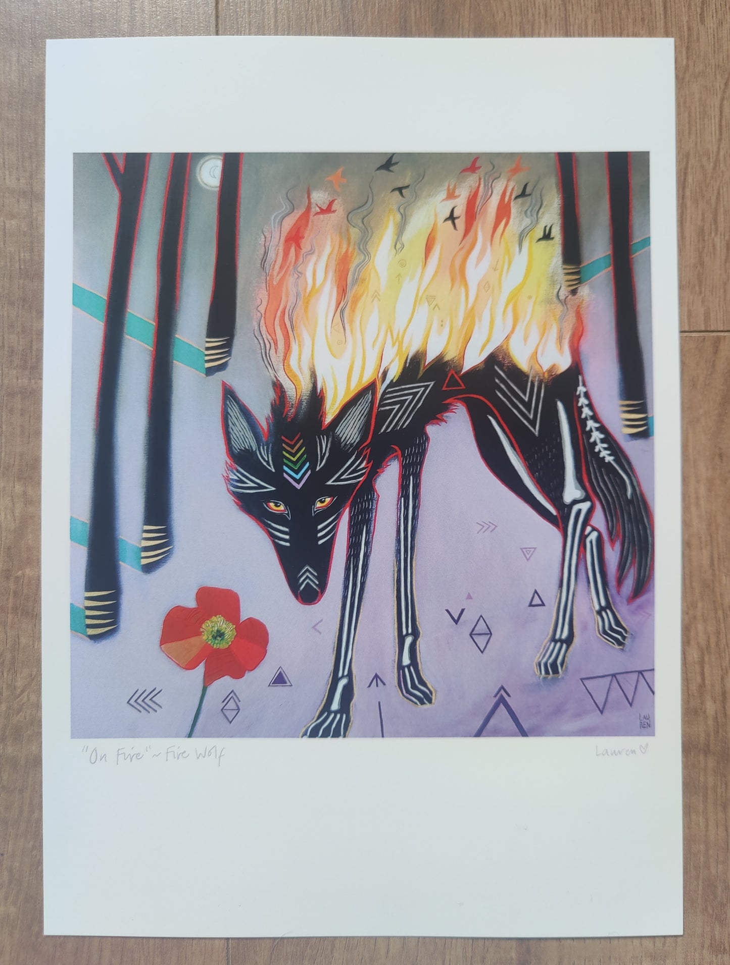 Wolf: A4 Art Print ~ On Fire (Fire Wolf)