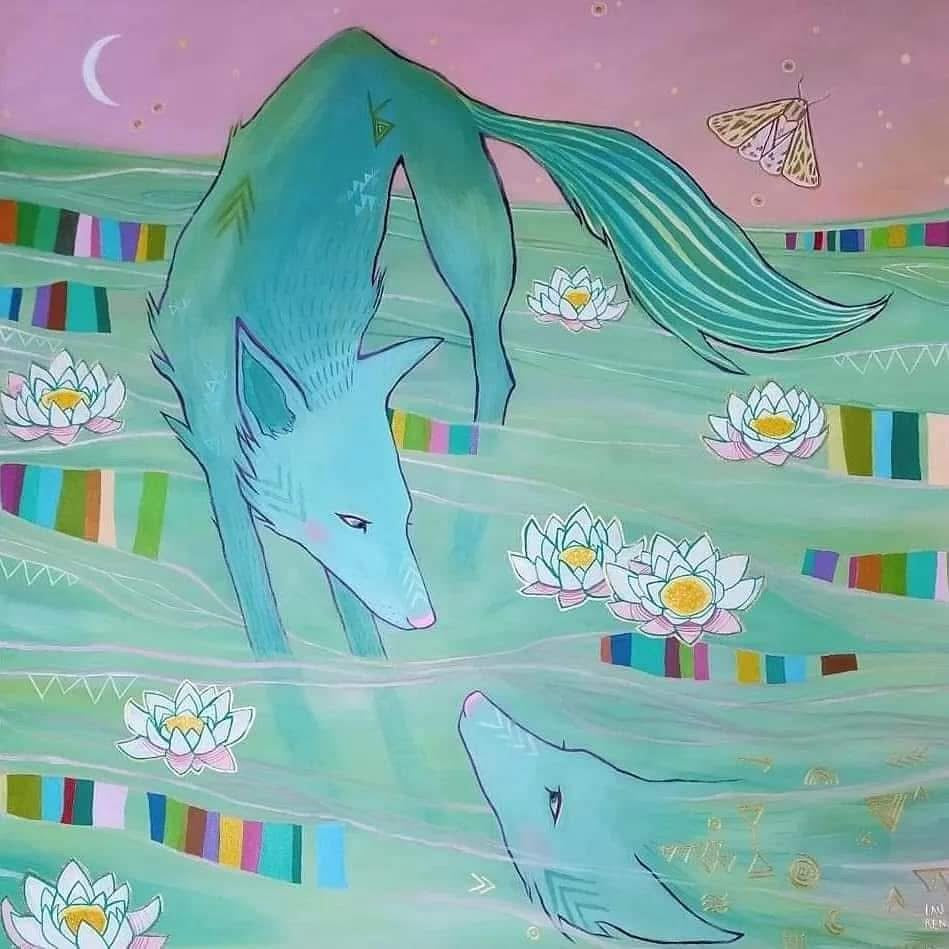 Wolf: A4 Art Print ~ I Feel It In My Water (Water Wolf)